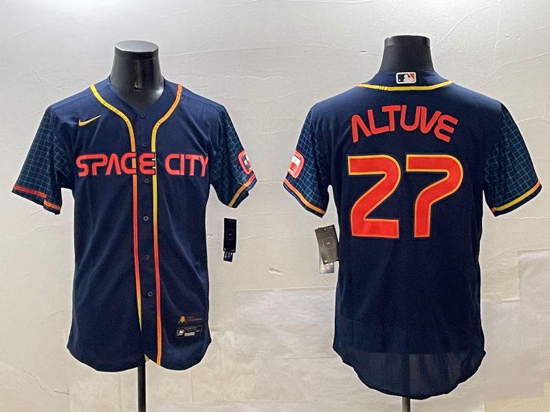 Men Houston Astros 27 Altuve Blue City Edition Elite 2025 Nike MLB Jersey style 1
